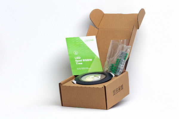 LED Spot WW PWM Anthrazit in geöffneter Verpakung mit. Zubehör