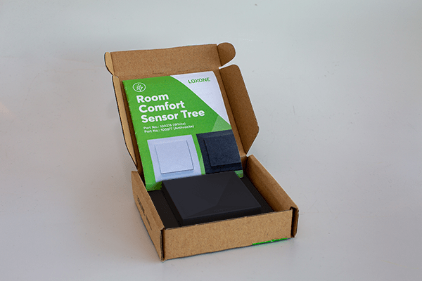 Raumklima Sensor Tree Anthrazit (CO2, Temperatur, Feuchte) in geöffneter Verpackung